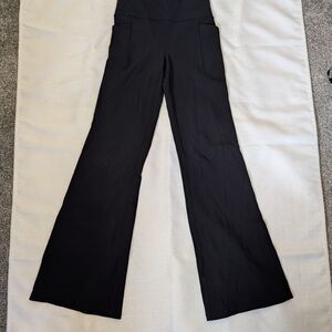 Athleta Ribbed Flared Leggings With Pockets Black